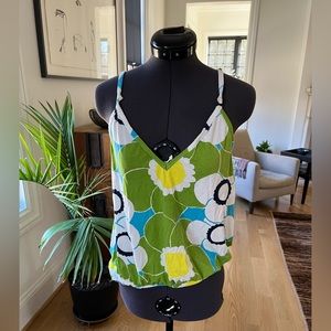 Benetton Floral Tank Size S Crisscross Tie Back Cami